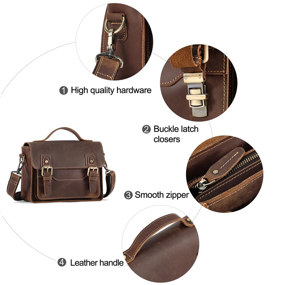 James | Men's Casual Leather Crossbody Messenger Satchel Bag