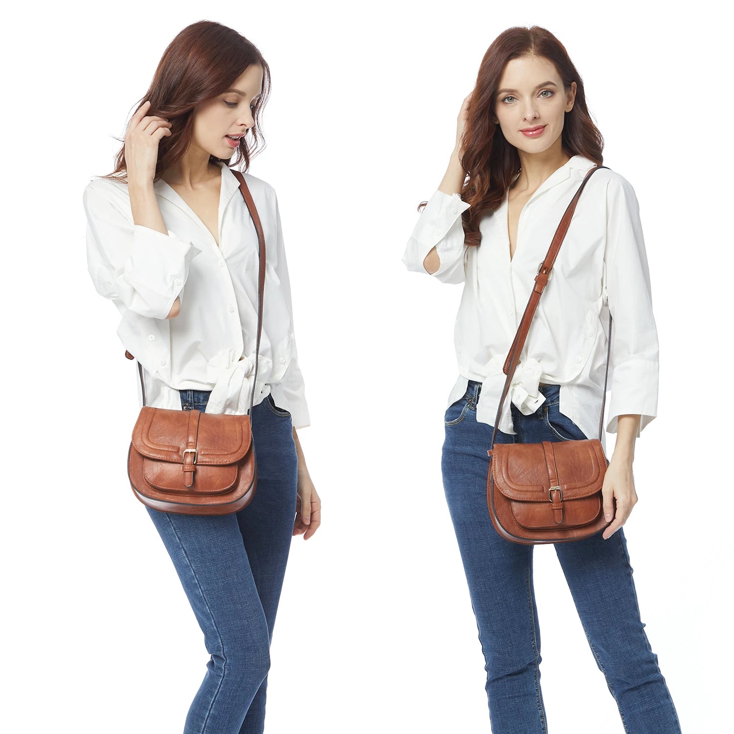 Elizabeth | Women's Vintage PU Leather Saddle Crossbody Handbag