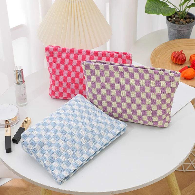 Emersyn | Checkered Aesthetic Cosmetic Makeup Bag