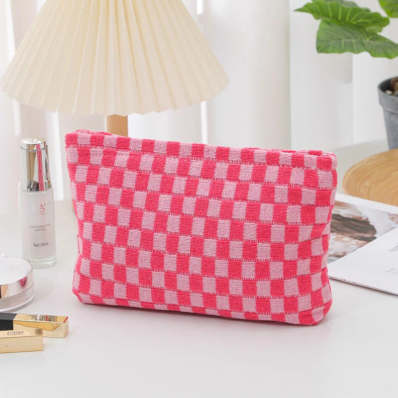 Emersyn | Checkered Aesthetic Cosmetic Makeup Bag