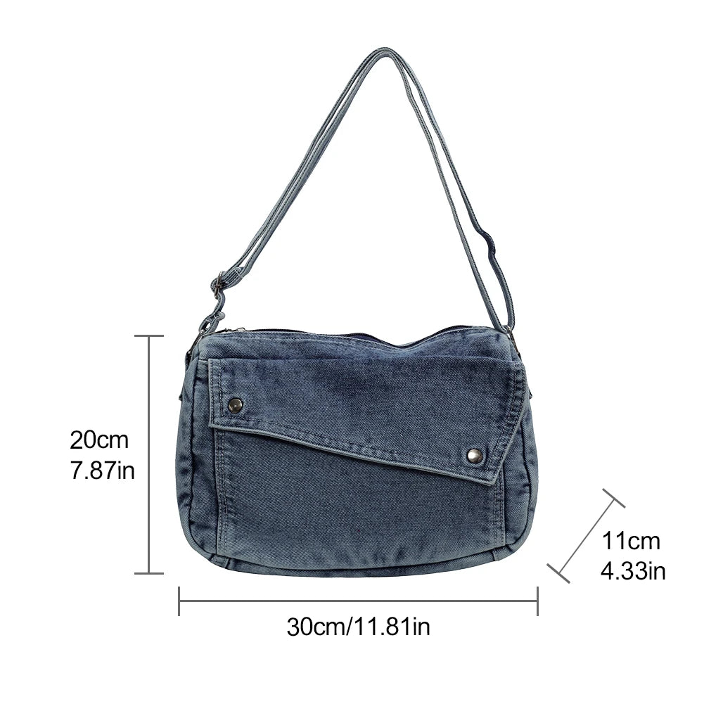 Eloise | Denim Crossbody Messenger Bag