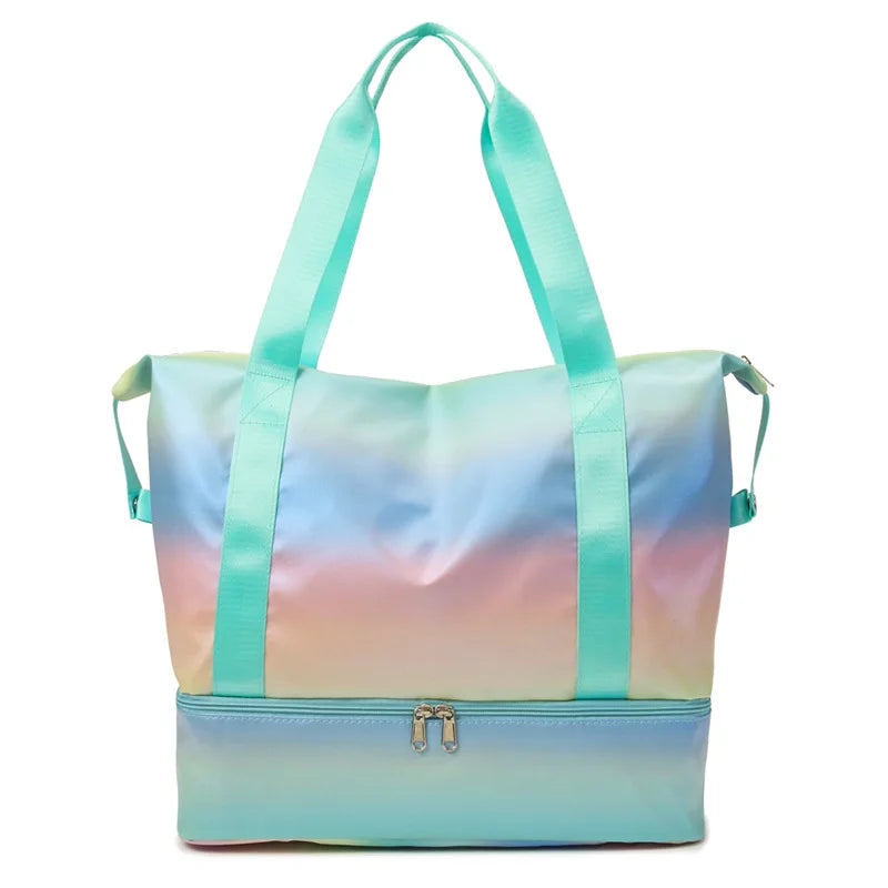 Aurora Holographic Nylon Weekender Travel Garment Duffle Bag