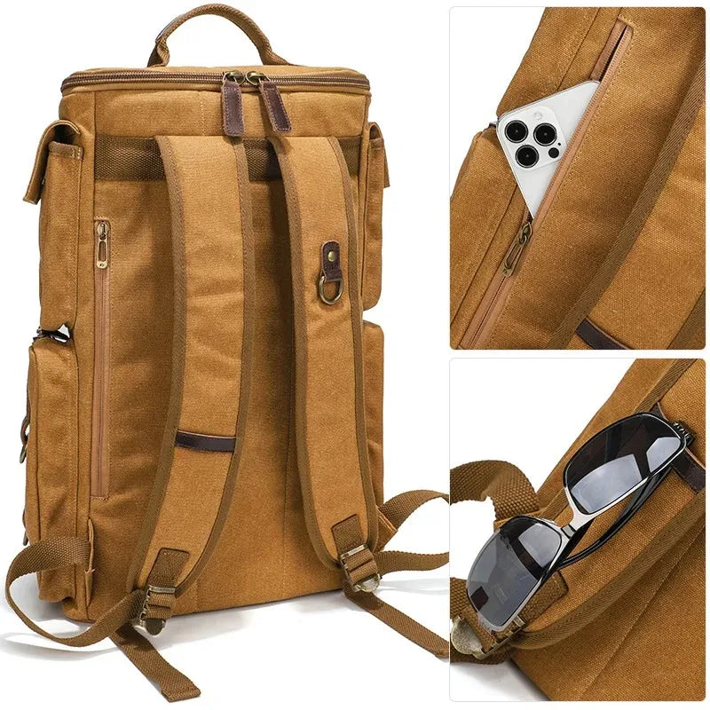 Harper | Spacious Canvas Travel Hiking Carry On Rucksack Laptop Backpack