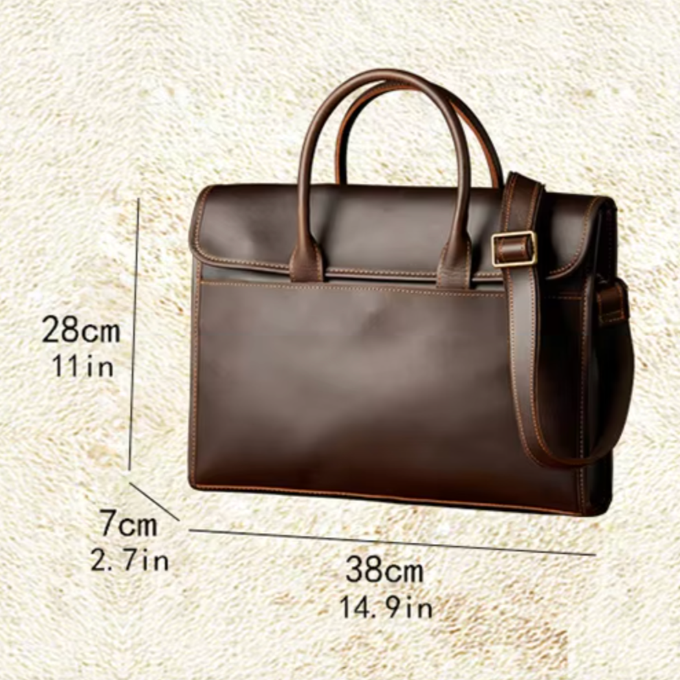 Nathan | Men's Genuine Leather Business Briefcase Crossbody Messenger Bag