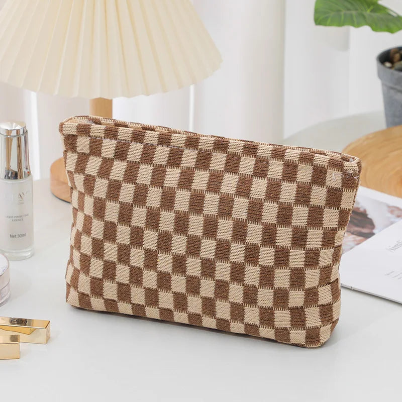 Emersyn | Checkered Aesthetic Cosmetic Makeup Bag