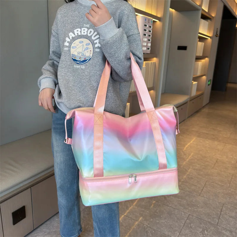 Aurora | Holographic Nylon Weekender Travel Garment Duffle Bag