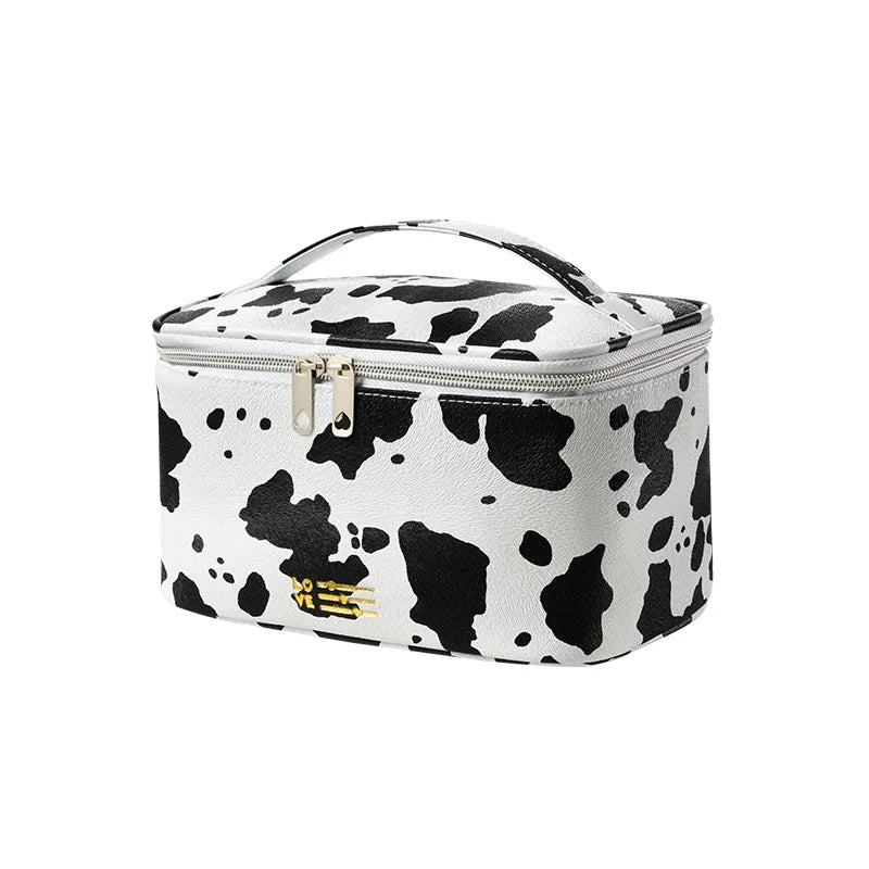 Lily | Cow Print PU Leather Waterproof Cosmetic Makeup Bag