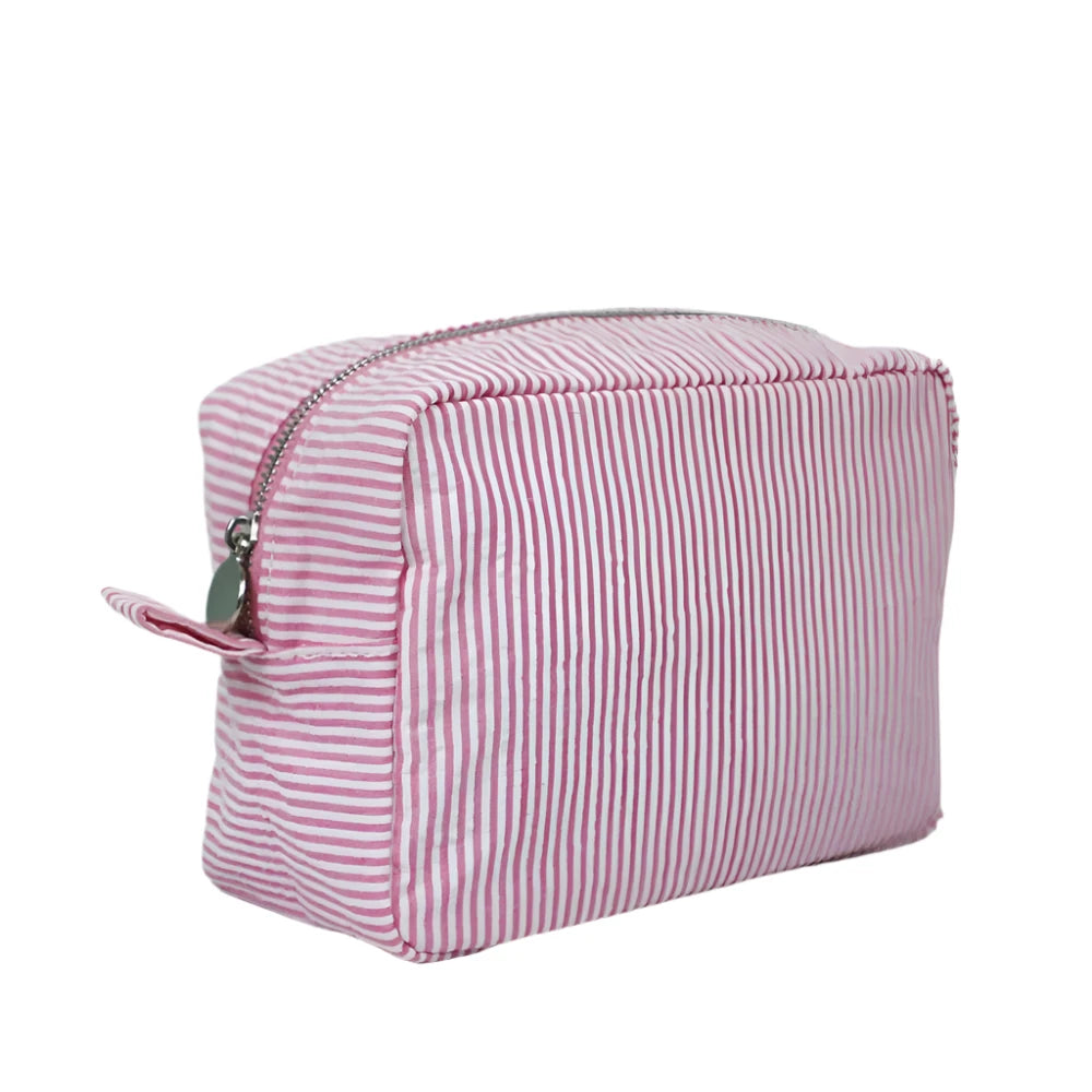 Savannah | Large Seersucker Travel Makeup Cosmetic Toiletry Bag