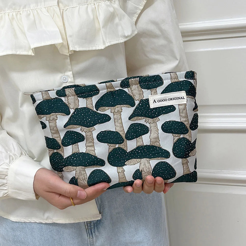 Ellie | Cute Mushroom Print Toiletry Cosmetic Makeup Bag