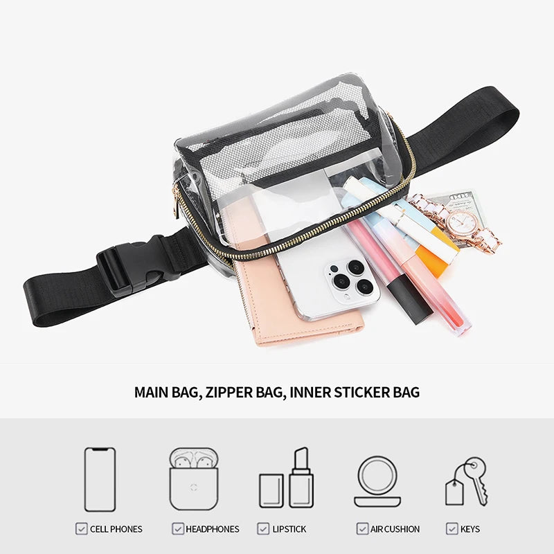 Melanie | Transparent Waterproof Crossbody Waist Bum Bag