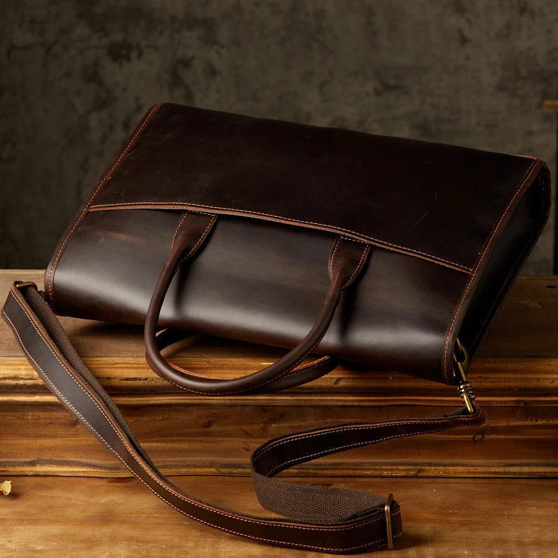 Nathan | Men's Genuine Leather Business Briefcase Crossbody Messenger Bag