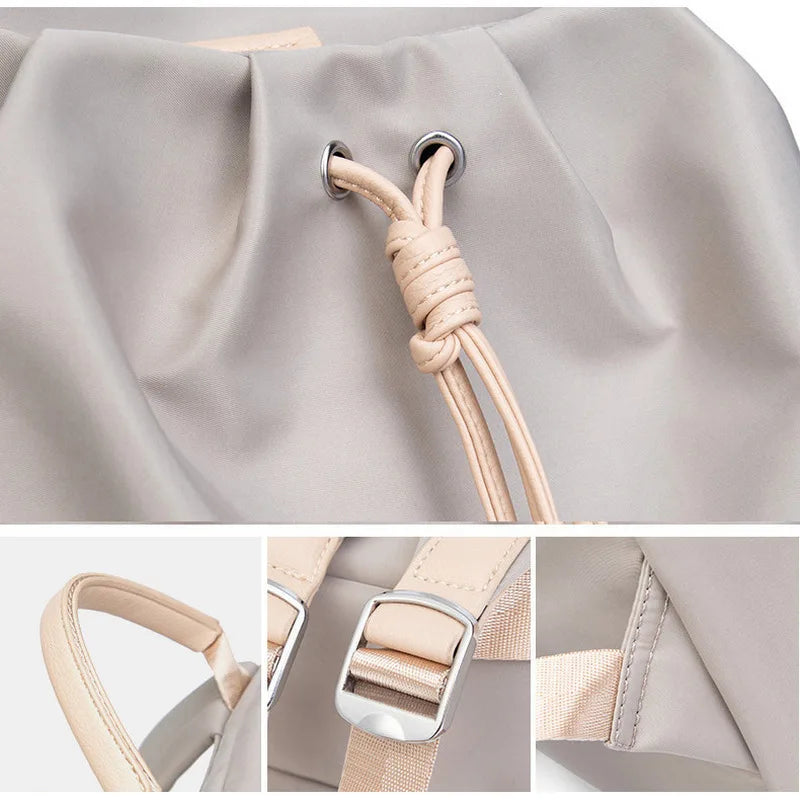 Chloe | Fashion Daypack with Pleated Drawstring Travel Laptop Backpack