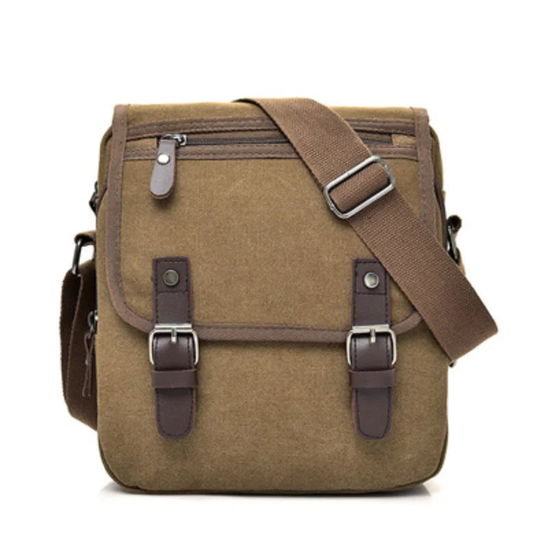 Nicolo | Small Multi-Pocket Canvas Crossbody Messenger Bag