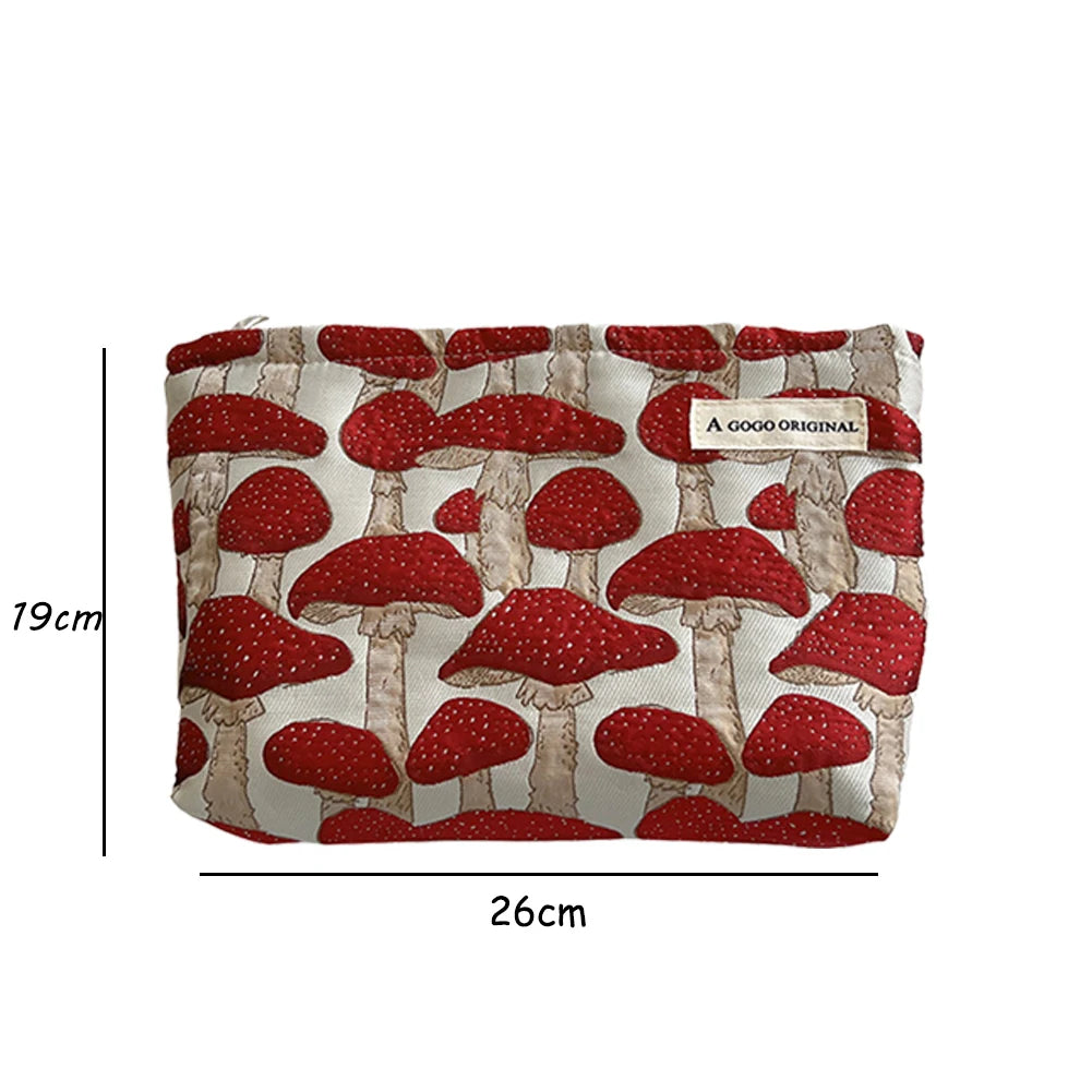 Ellie | Cute Mushroom Print Toiletry Cosmetic Makeup Bag