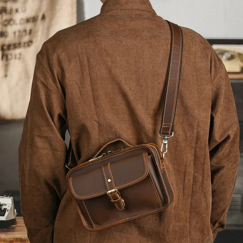 Henry | Retro Leather Small Crossbody Messenger Handbag