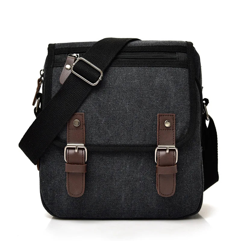 Nicolo | Small Multi-Pocket Canvas Crossbody Messenger Bag