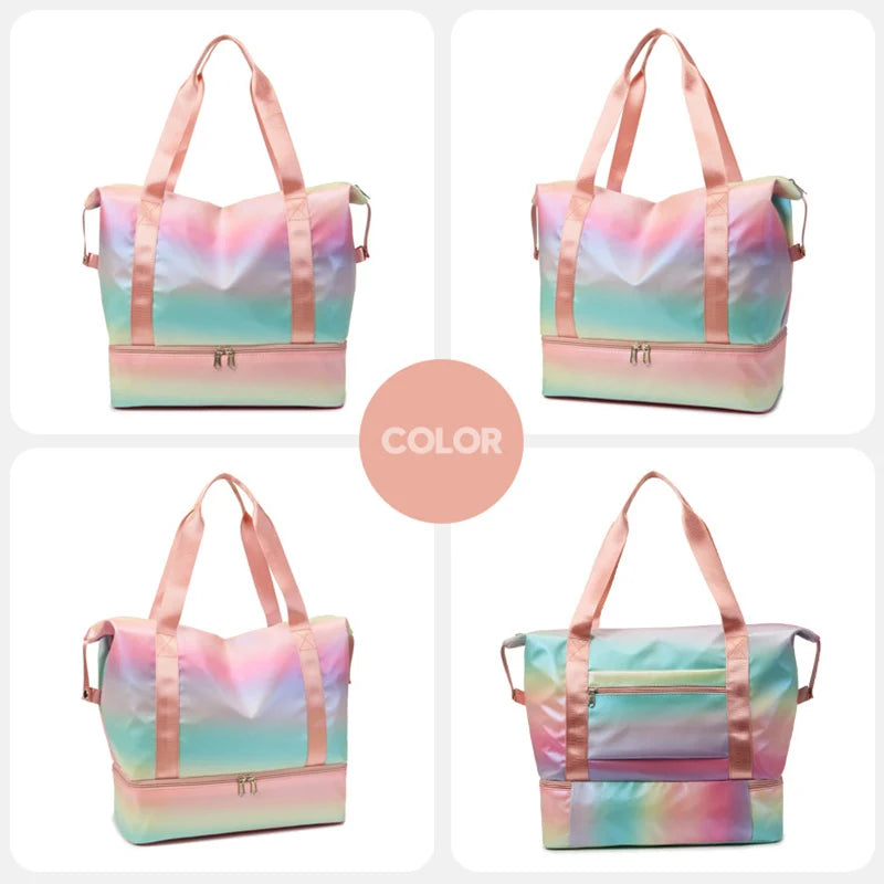 Aurora | Holographic Nylon Weekender Travel Garment Duffle Bag