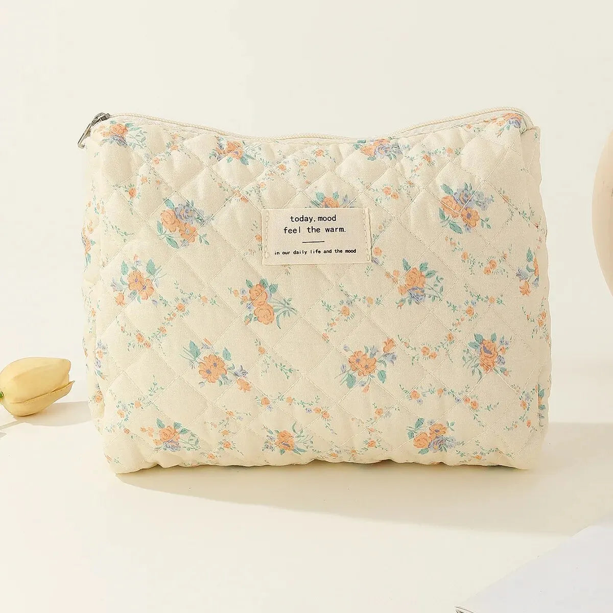 Rose | Quilted Floral Makeup Toiletry Travel Bag