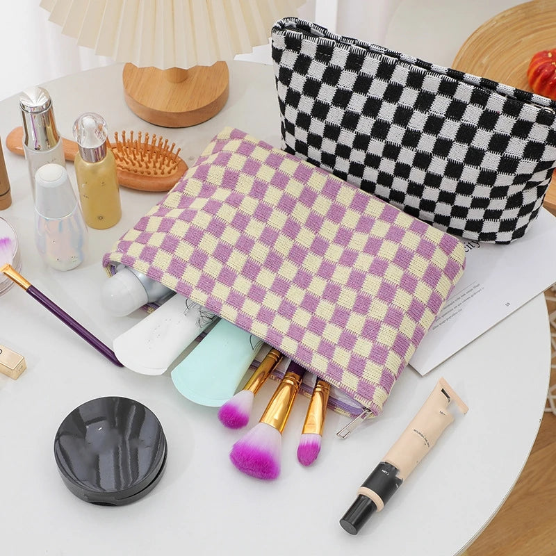 Emersyn | Checkered Aesthetic Cosmetic Makeup Bag