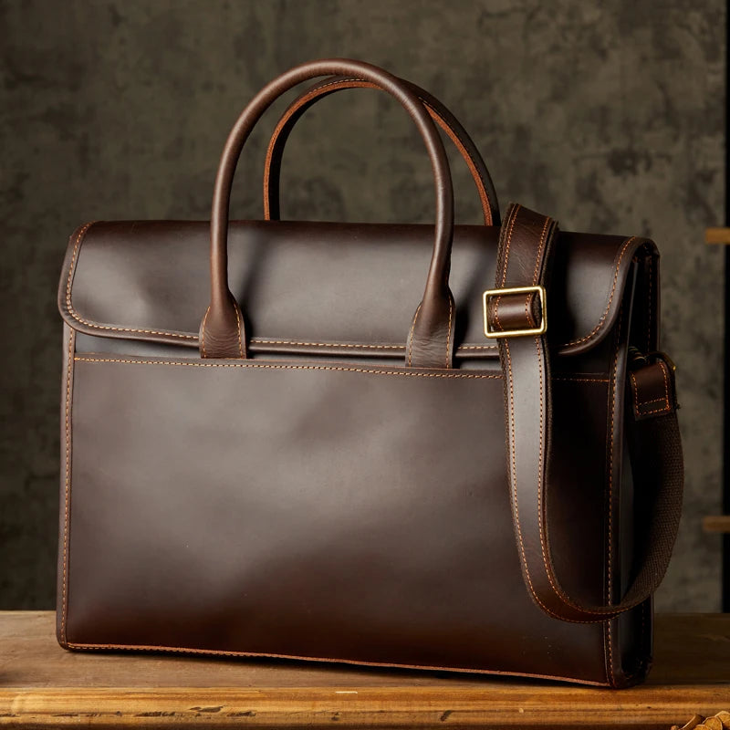 Nathan | Men's Genuine Leather Business Briefcase Crossbody Messenger Bag