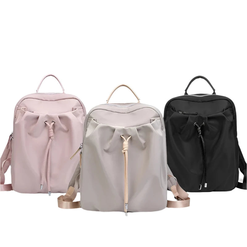 Chloe | Fashion Daypack with Pleated Drawstring Travel Laptop Backpack