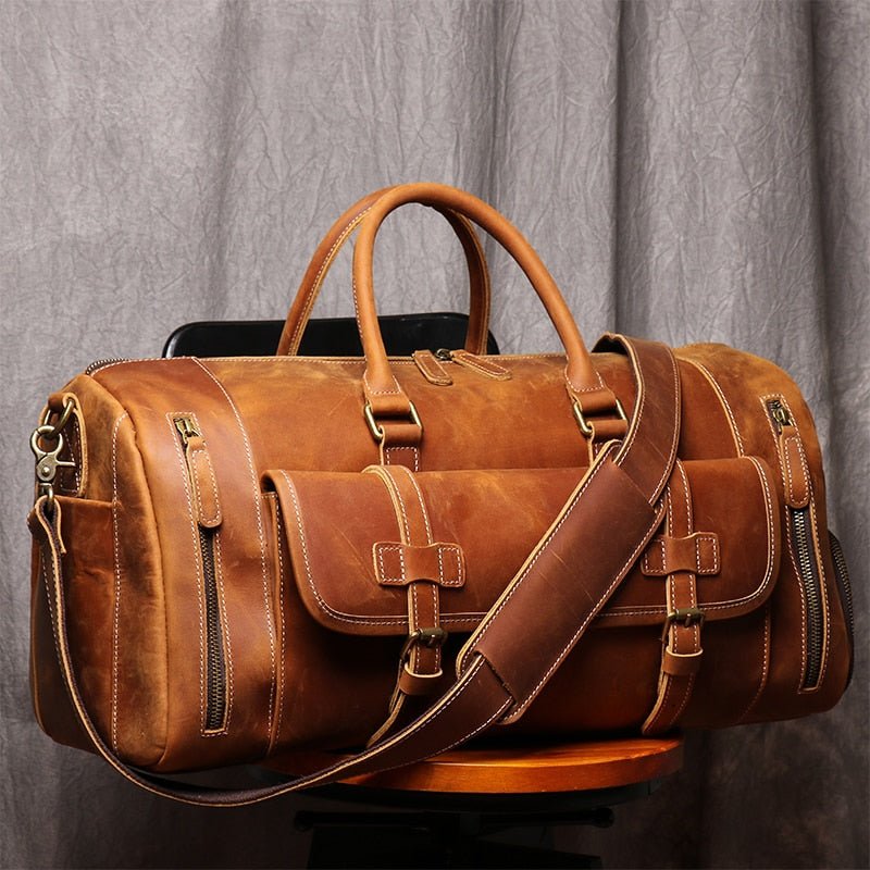 Adem | Overnight Weekender Travel Garment Leather Duffle Bag