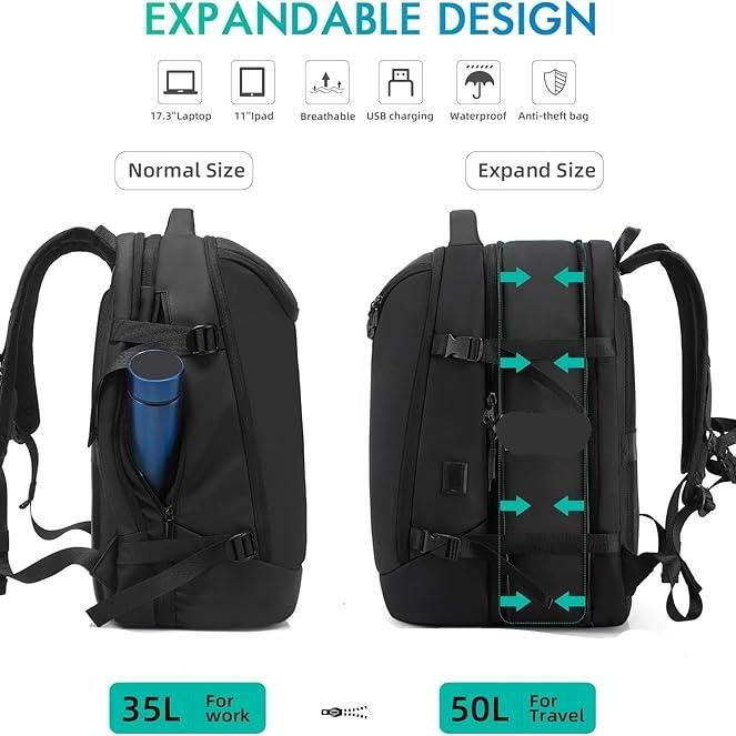 Elliott | Expandable Flight-Approved Large Travel Rucksack Laptop Backpack