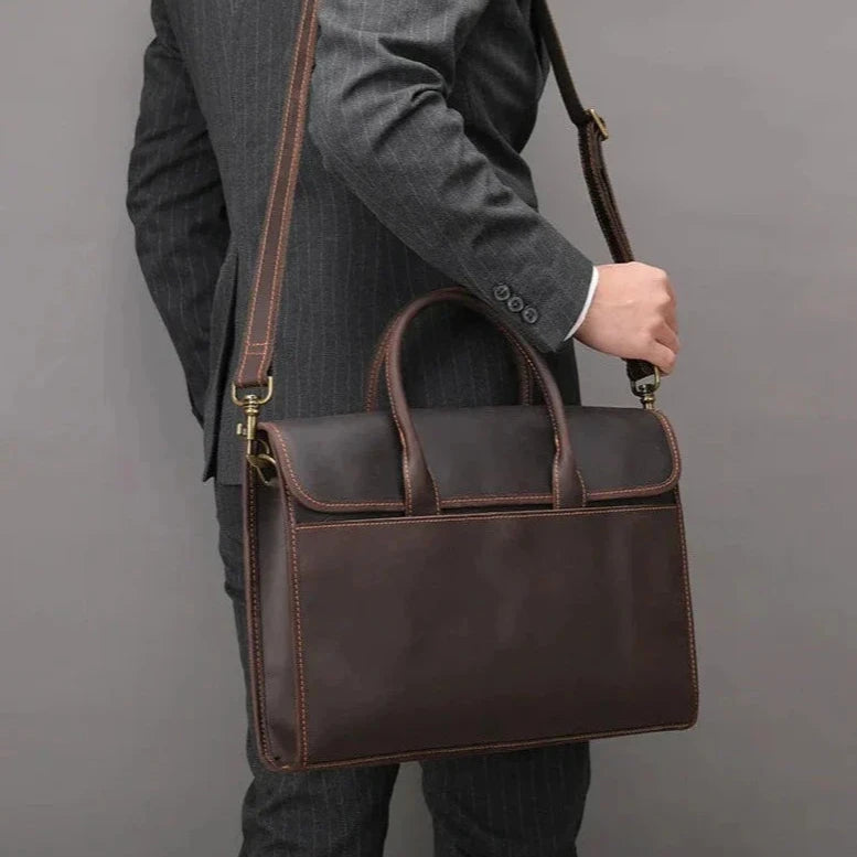 Nathan | Men's Genuine Leather Business Briefcase Crossbody Messenger Bag