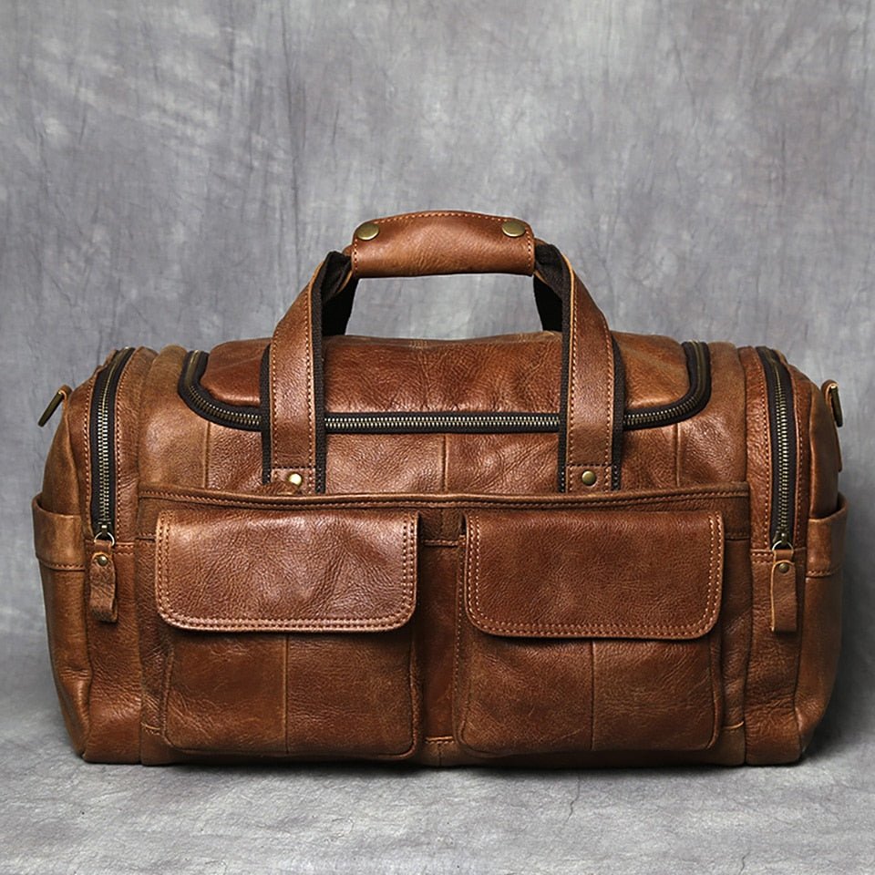 Marti | Leather Weekender Overnight Garment Travel Duffle Bag